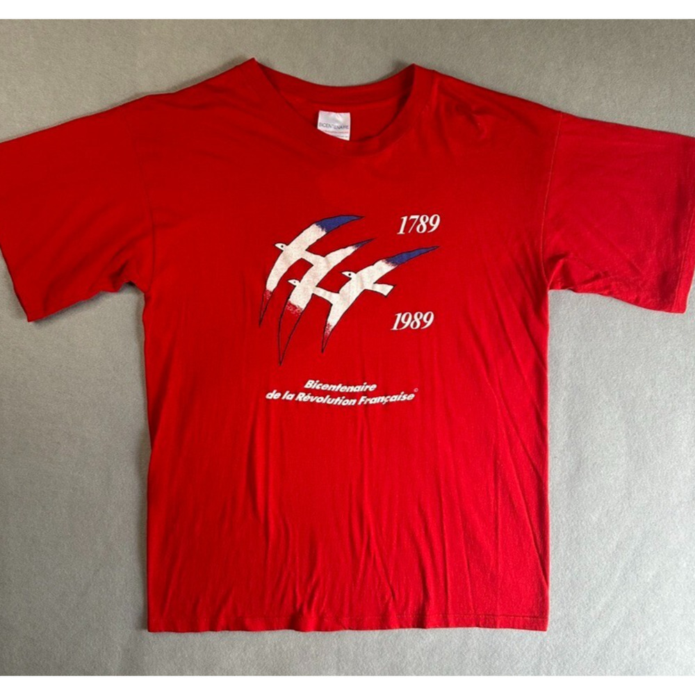 VTG 1989 Bicentenaire de la Révolution Française T-Shirt Red XL Made in France